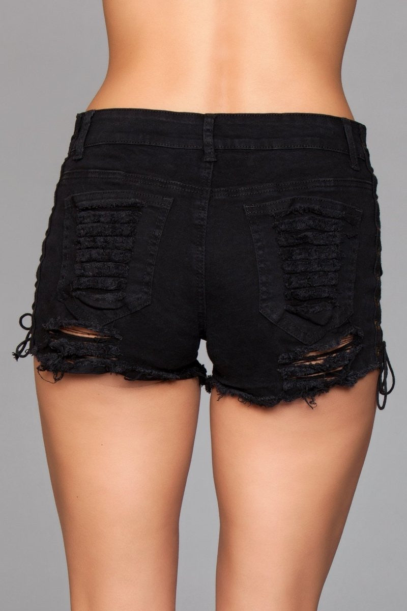 Looped in Distress Shorts - Shadow Threadz Crypt