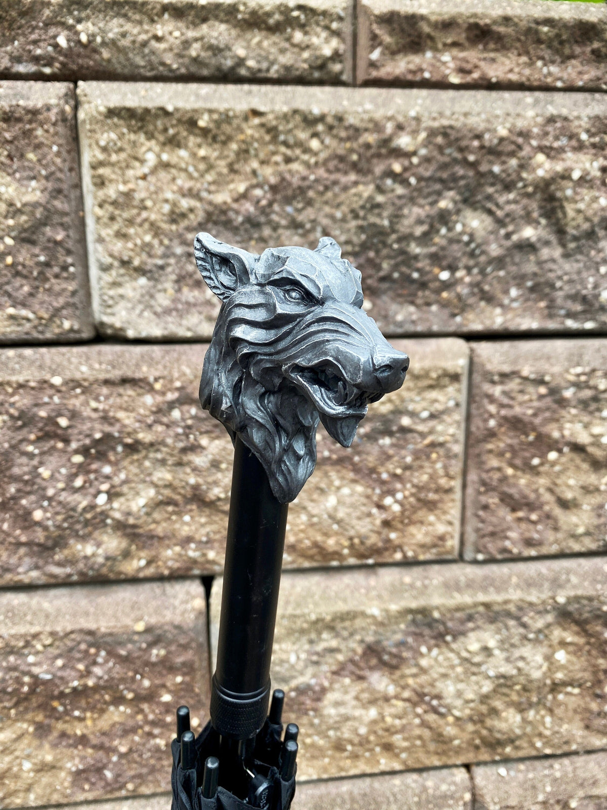 Wolf Head Umbrella, Hand Sculpted Resin | Medieval Gothic