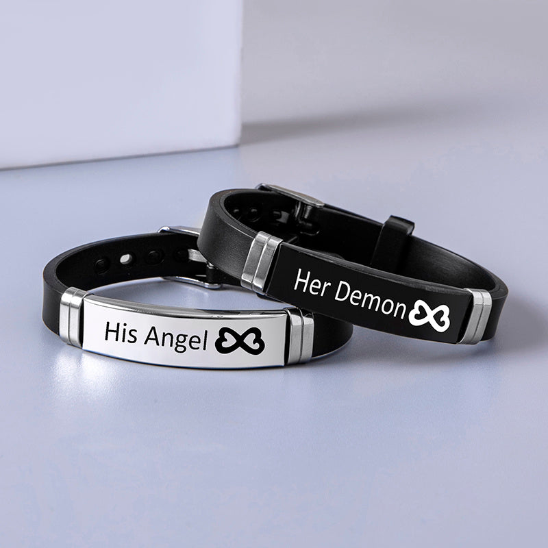 His Angel & Her Demon Infinity Couple Bracelets - Shadow Threadz Crypt