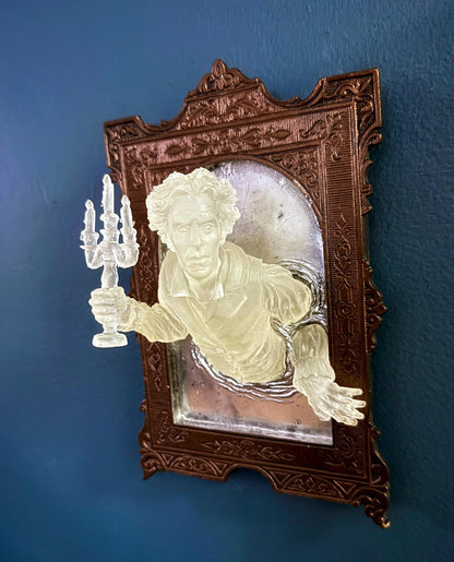 Gentleman Ghost in the Mirror Wall Plaque, Glow in the Dark Resin