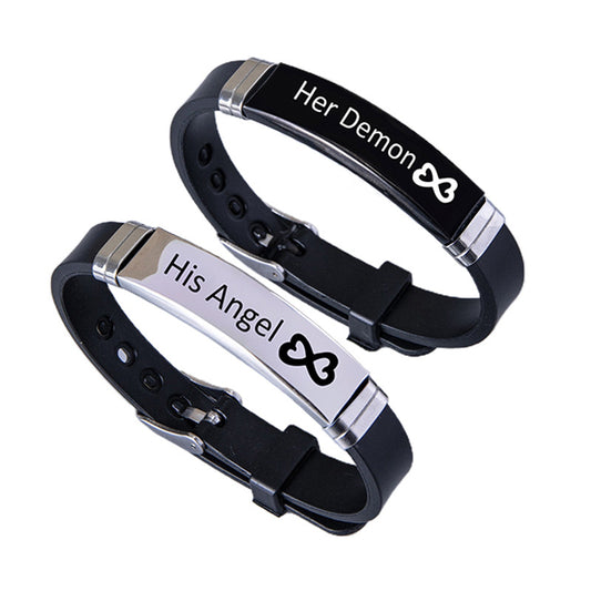 His Angel & Her Demon Infinity Couple Bracelets - Shadow Threadz Crypt