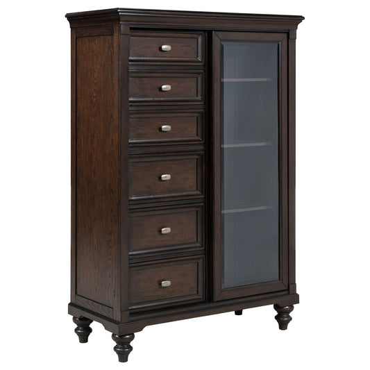 Dark Oak 6-drawer Tempered Glass Door Chest