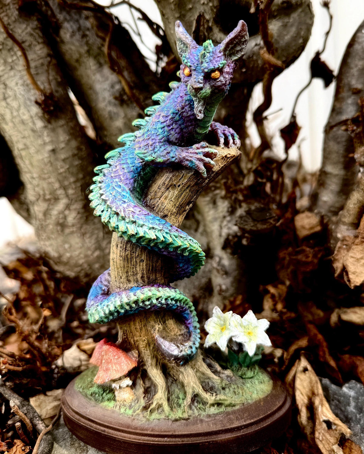 Tatzelwurm/ Dragon Cat Statue, Full Color Resin Sculpture