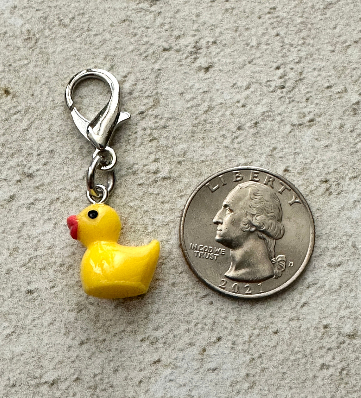 Yellow Rubber Duck Zipper Pull Bag Charm Keychain