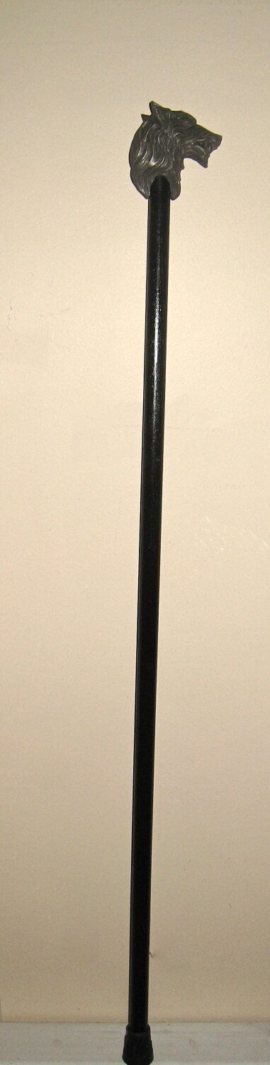 Wolf Head Cane, Hand Sculpted Walking Stick | Medieval Gothic
