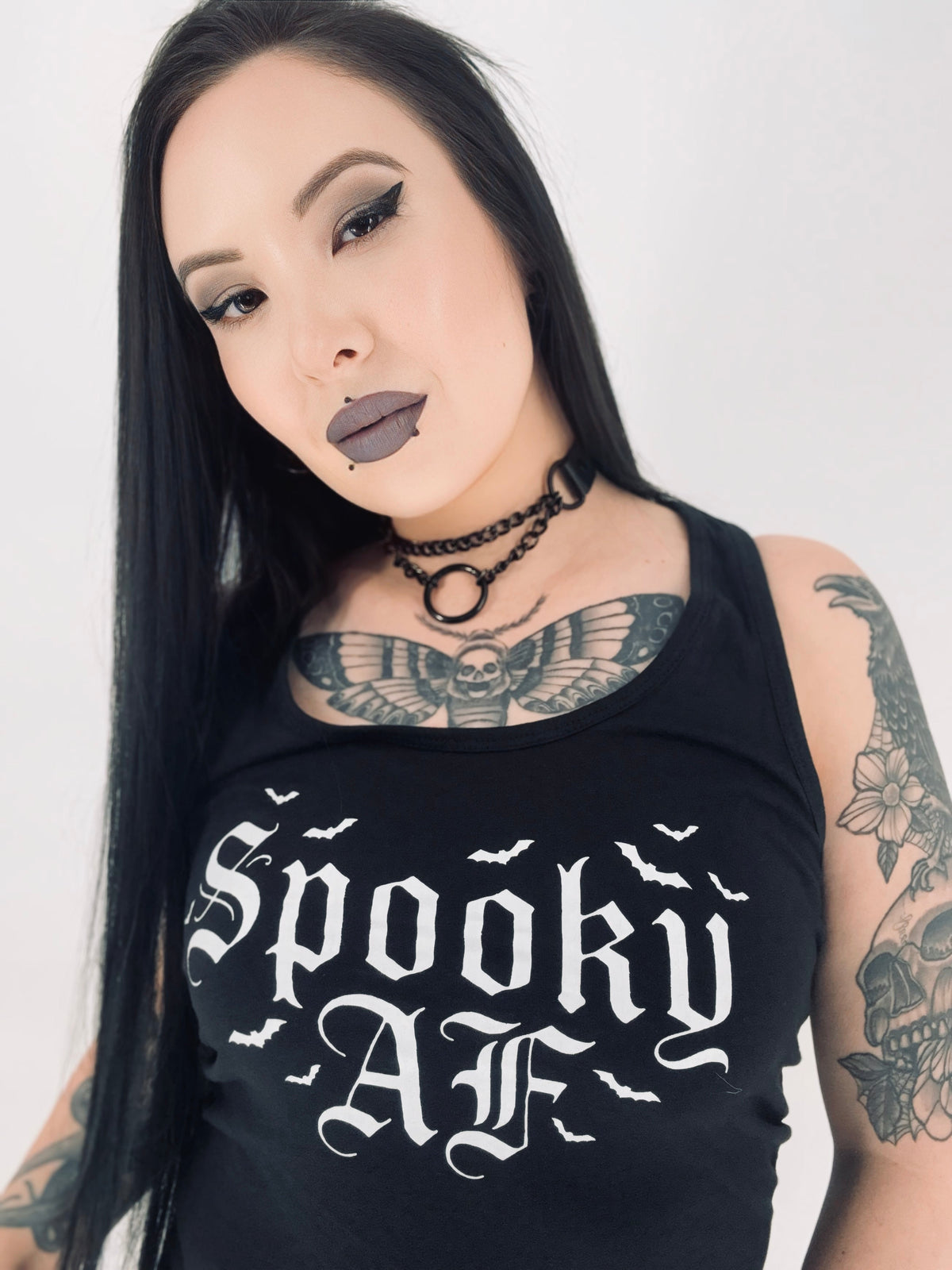 Spooky Womens Fitted Racerback Tank Top