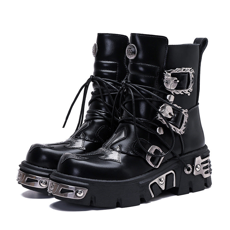 Iron Warden Gothic Unisex Combat Boots - Shadow Threadz Crypt