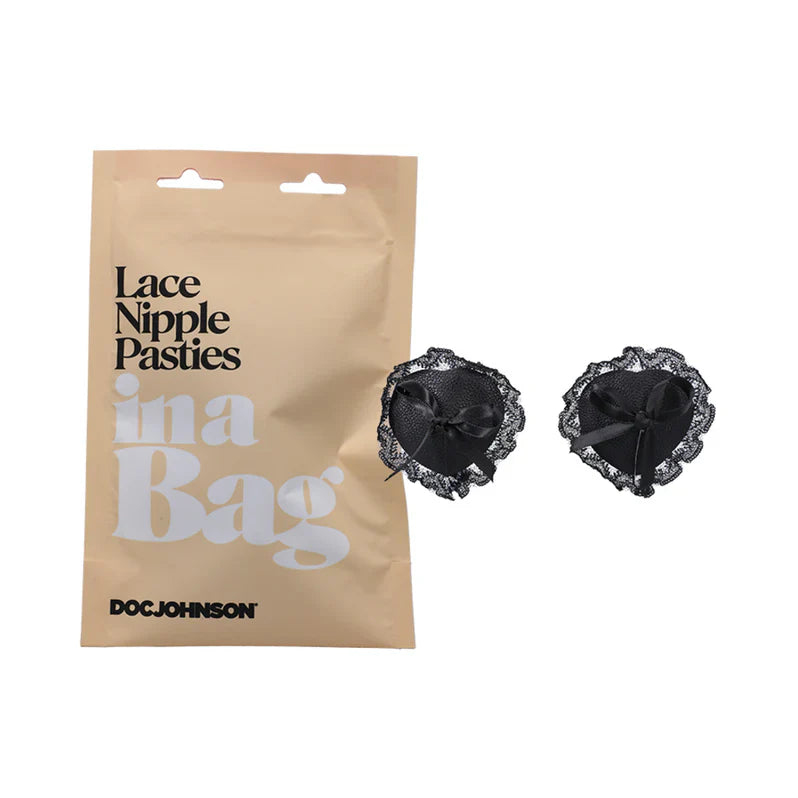 Faux Leather Lace Nipple Pasties - Shadow Threadz Crypt