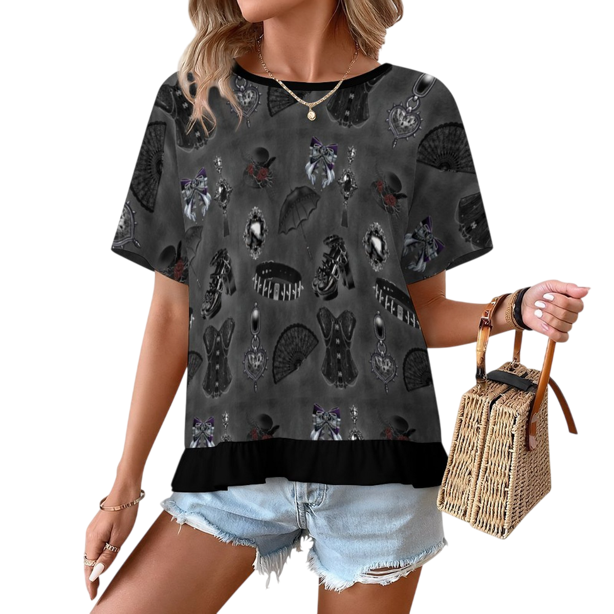 Midnight Heirloom Ruffle Play Tee - Shadow Threadz Crypt