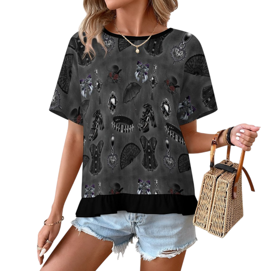 Midnight Heirloom Ruffle Play Tee - Shadow Threadz Crypt