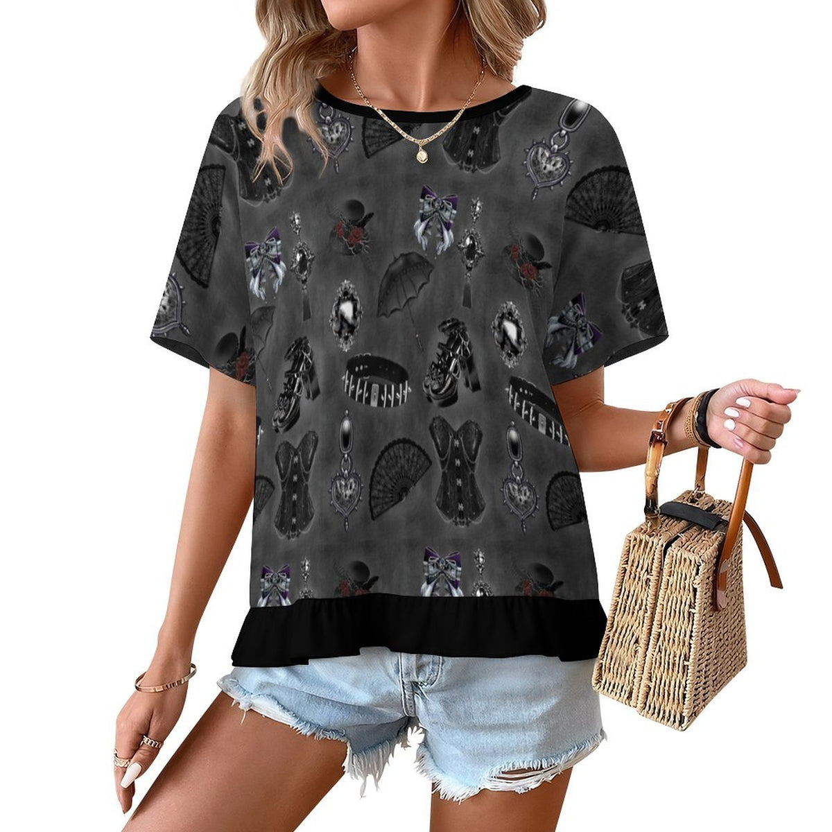 Midnight Heirloom Ruffle Play Tee - Shadow Threadz Crypt