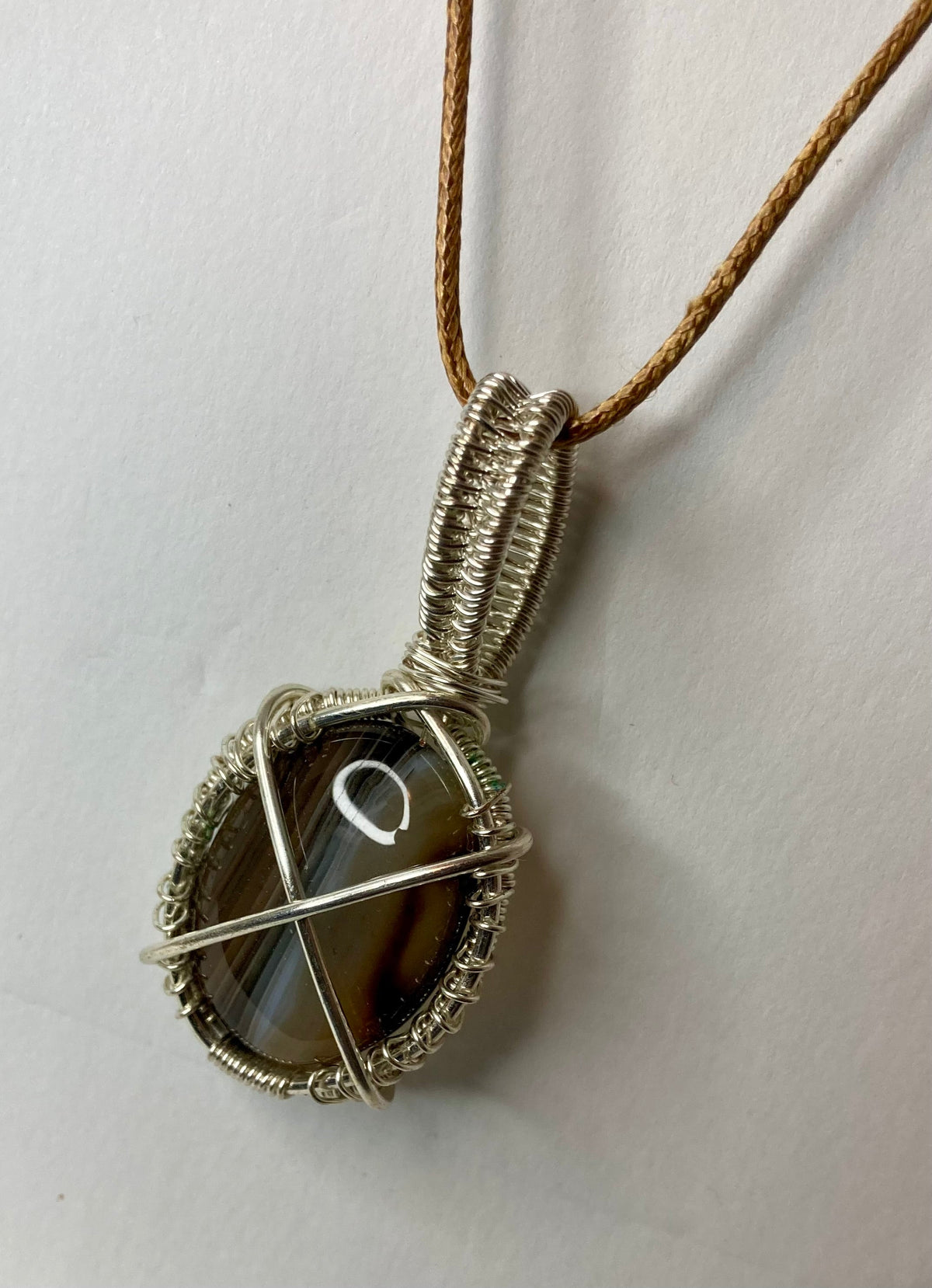 Wire Wrapped Stone Pendants, Silver and Gold Plated Copper Wire