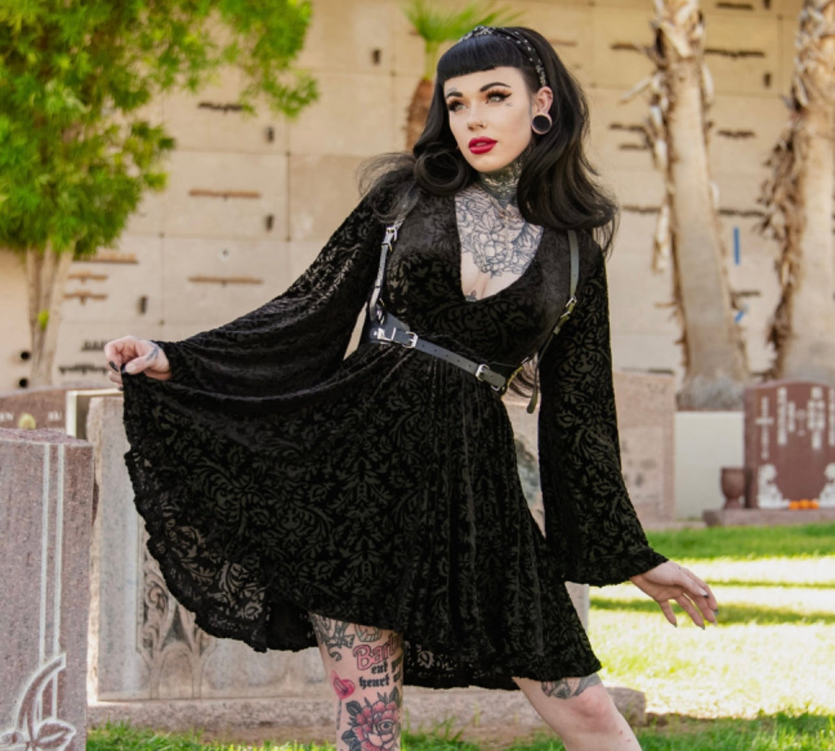 Nyx Velvet Damask Harness Dress