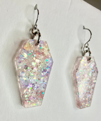 Holographic Coffin Resin Earrings