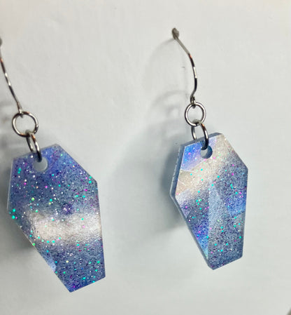 Holographic Coffin Resin Earrings