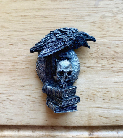 Raven Magnet, Hand Painted Resin Sculpture | Gothic Fantasy Decor