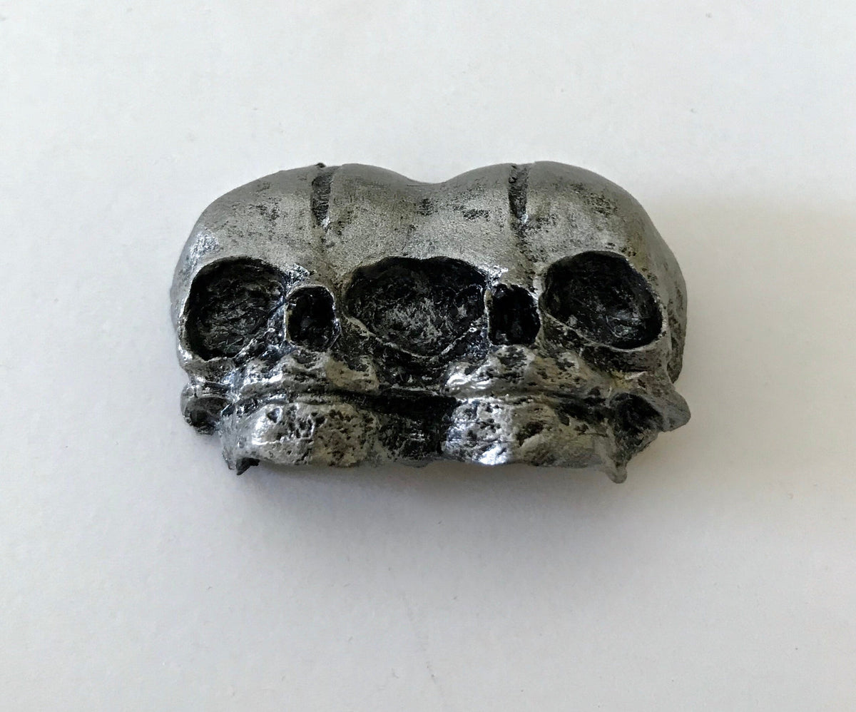 Conjoined Twins Skull  Magnet, Hand Painted Resin Sculpture