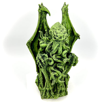 Cthulhu Enthroned Statue, Hand Painted Resin Sculpture