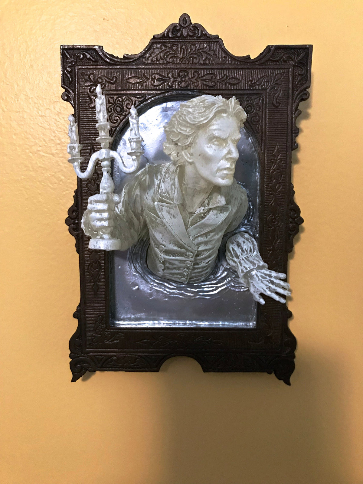 Gentleman Ghost in the Mirror Wall Plaque, Hand Painted Resin