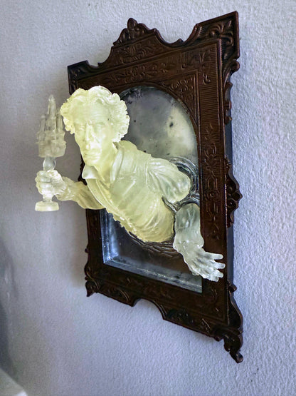 Gentleman Ghost in the Mirror Wall Plaque, Glow in the Dark Resin