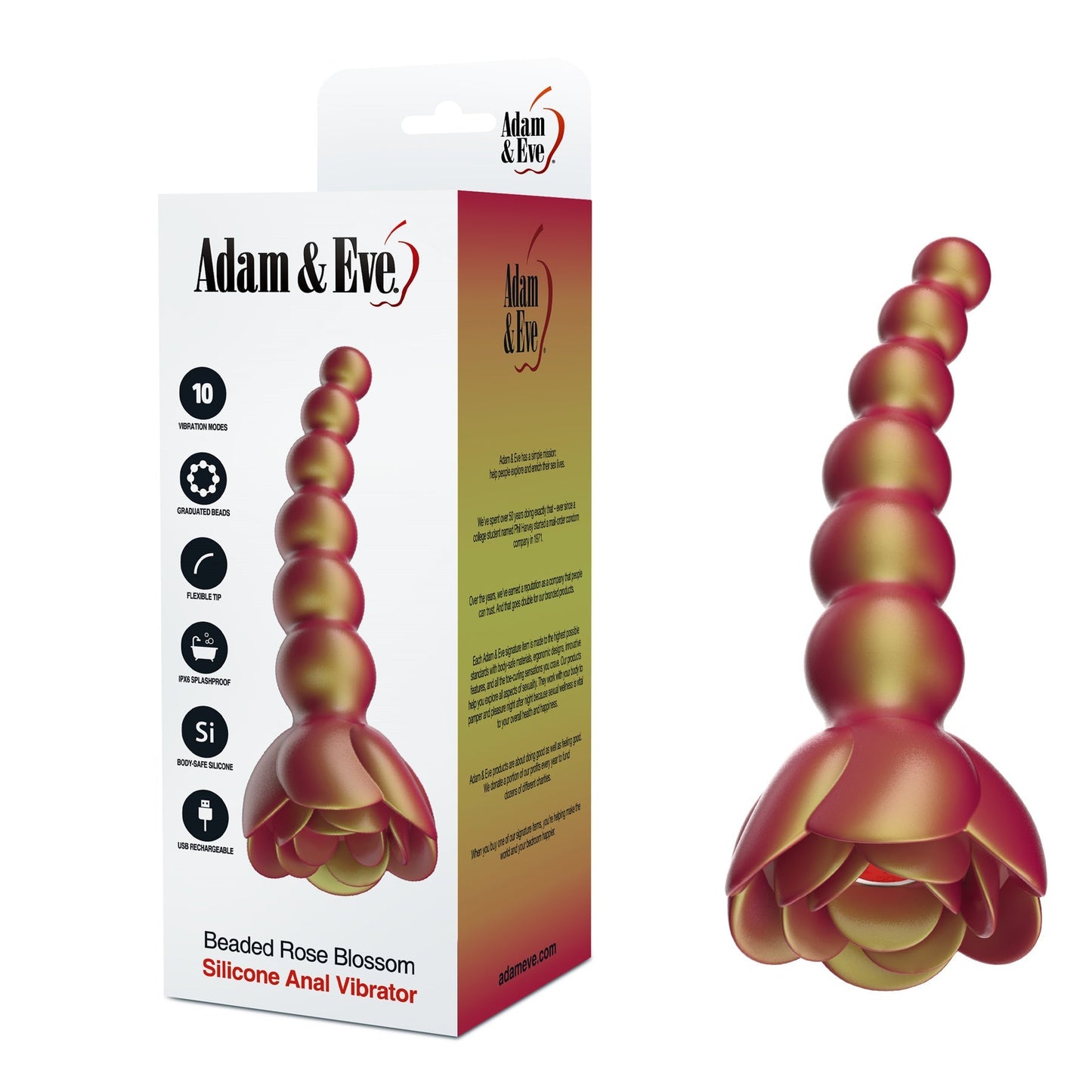 Adam & Eve Beaded Rose Blossom Silicone Anal Vibrator