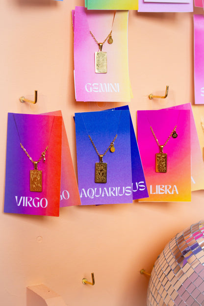 Engraved Zodiac Sign Necklace