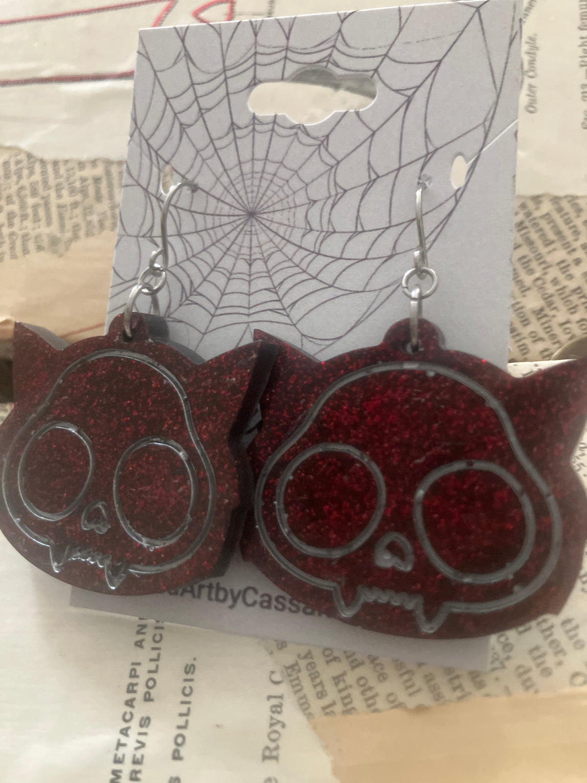 Spooky Resin Earrings: Bats, Skulls, Spiderwebs & More