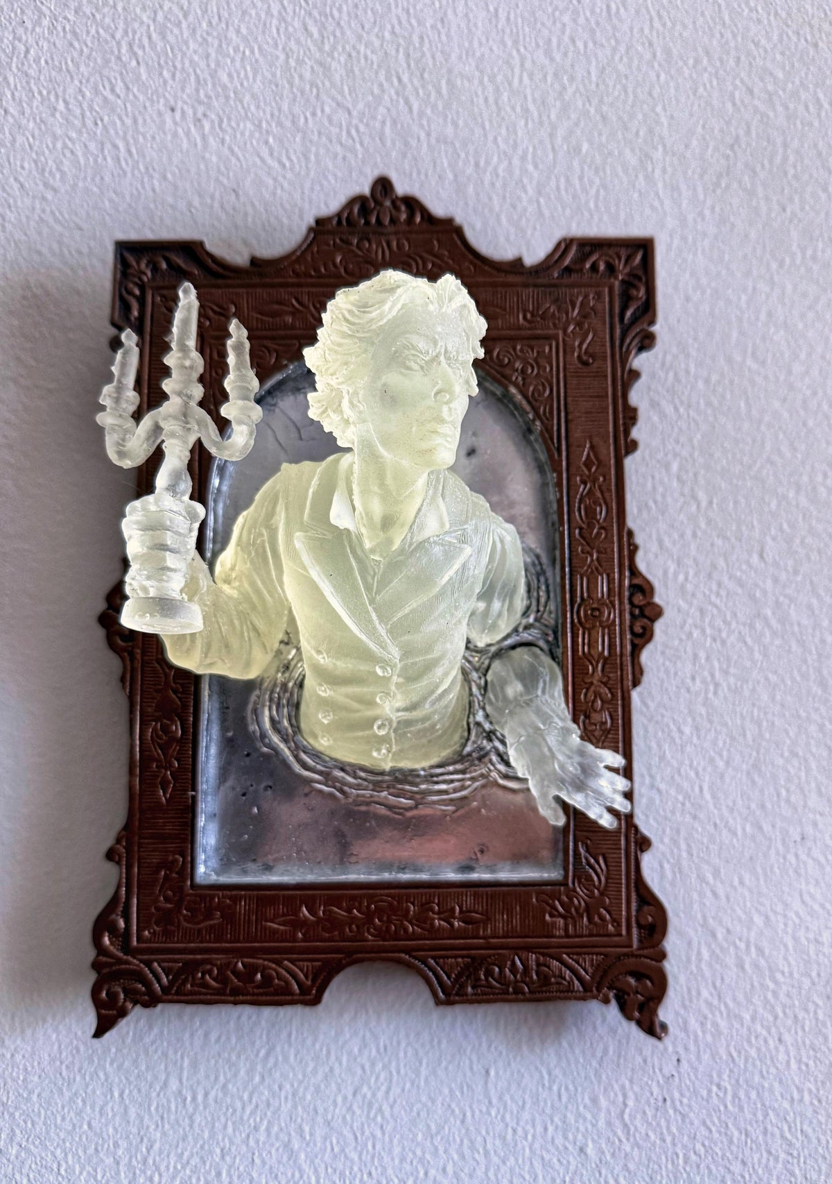 Gentleman Ghost in the Mirror Wall Plaque, Glow in the Dark Resin