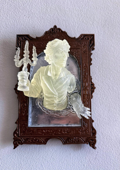 Gentleman Ghost in the Mirror Wall Plaque, Glow in the Dark Resin