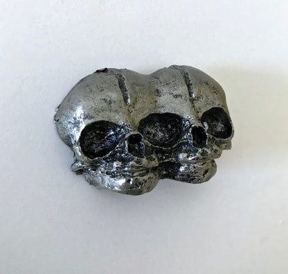 Conjoined Twins Skull  Magnet, Hand Painted Resin Sculpture