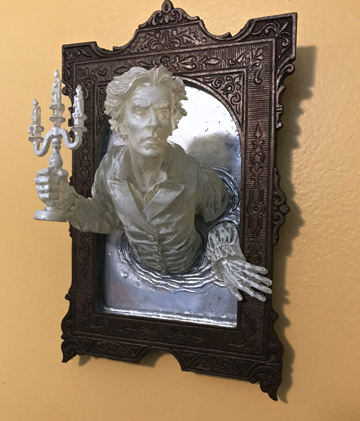 Gentleman Ghost in the Mirror Wall Plaque, Hand Painted Resin
