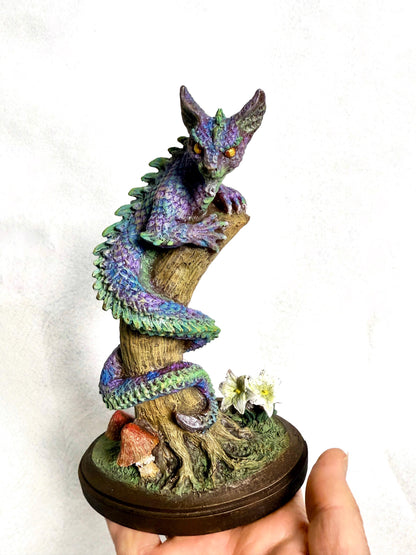 Tatzelwurm/ Dragon Cat Statue, Full Color Resin Sculpture