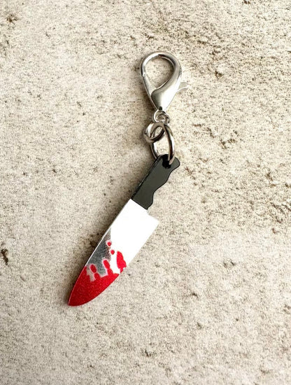 Horror Lover Bloody Knife Zipper Pull Bag Charm Keychain