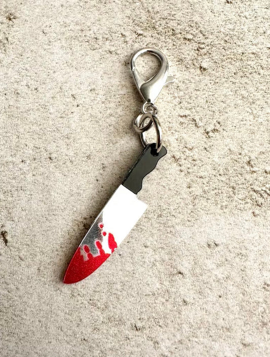 Horror Lover Bloody Knife Zipper Pull Bag Charm Keychain