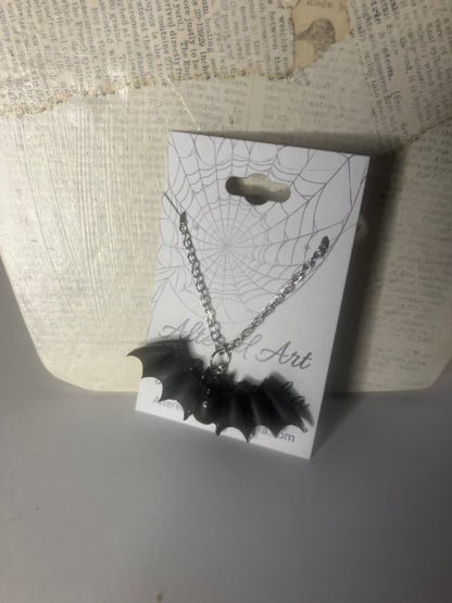 Handmade Resin Bat Pendant Necklaces