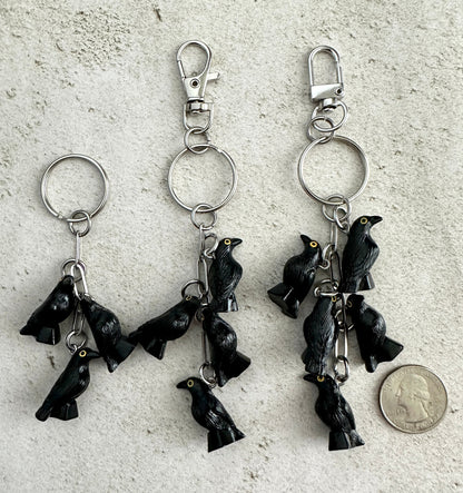 Murder of Crows Keychain – Goth Witchy Bag Charm for Horror Lovers, Witches & Halloween