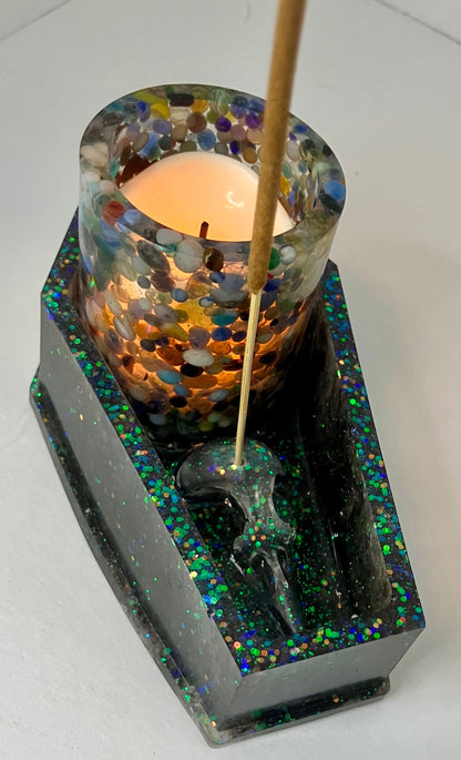 Resin Coffin Votive Holder & Incense Burner