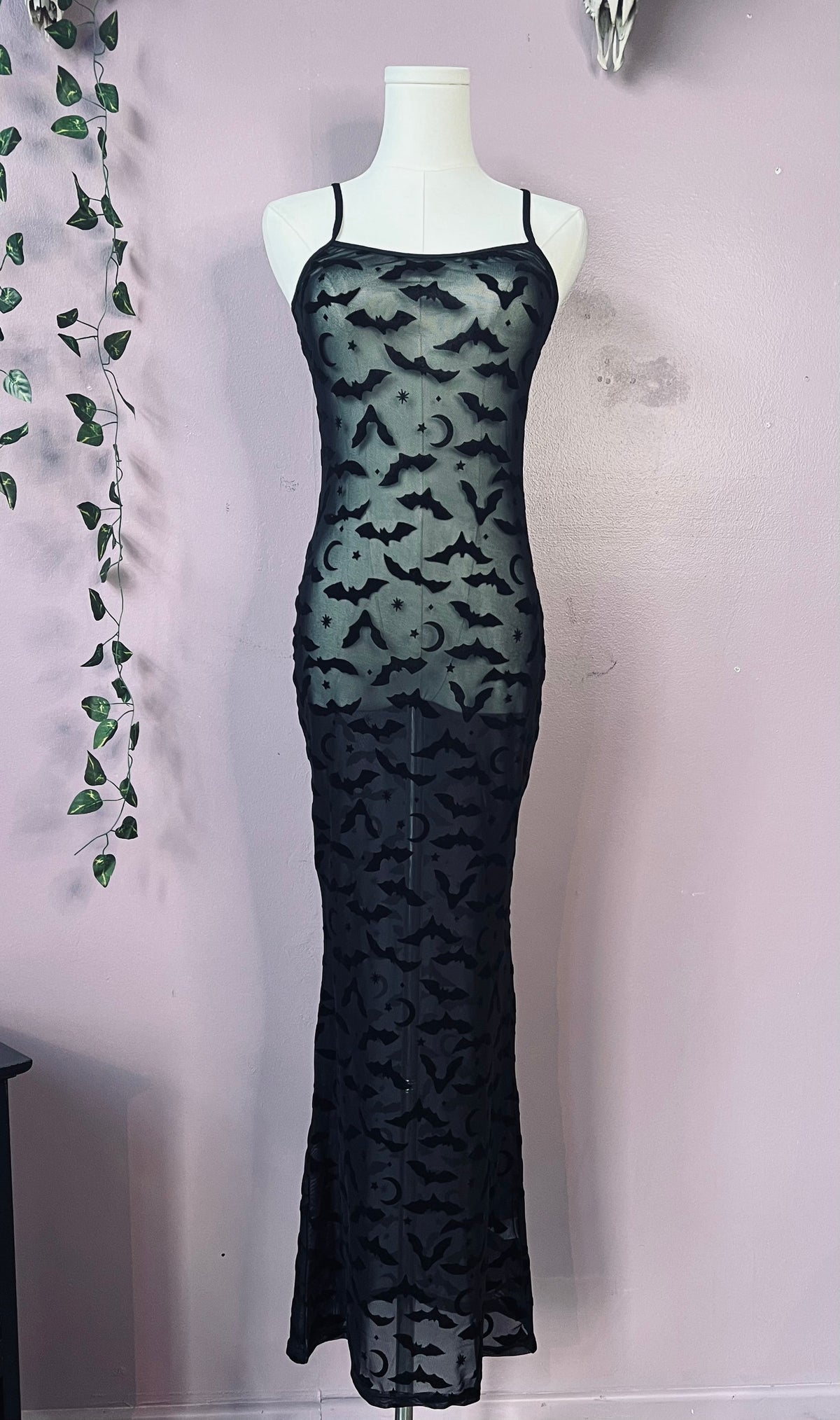 Flocked Bats Hourglass Maxi Dress