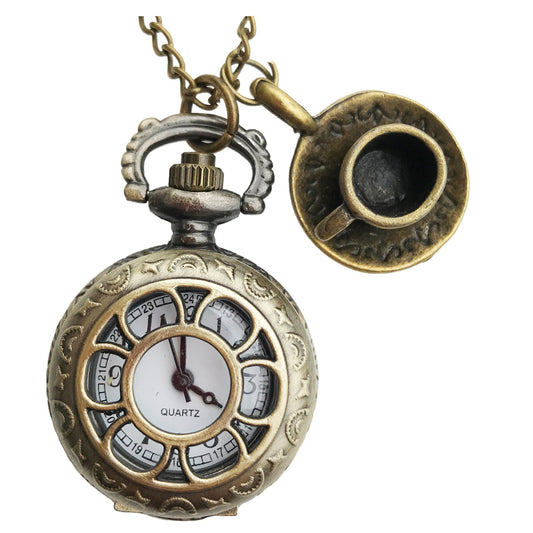 Alice Inspired Pocket Watch Necklace Vintage Steampunk Jewelry