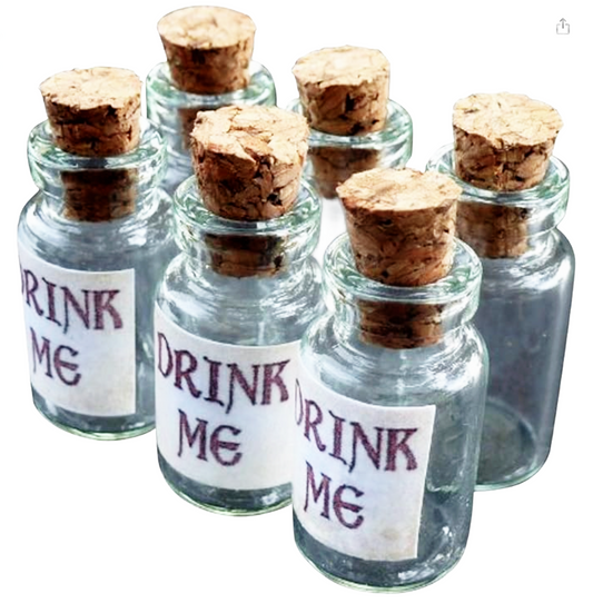 Alice in Wonderland Drink Me Bottles DIY Kit 6pcs Mini Glass Potion Charms Craft Set