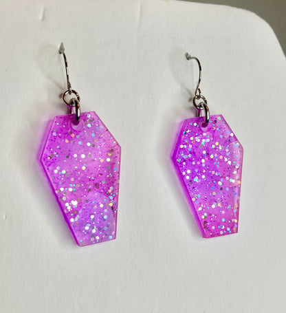 Holographic Coffin Resin Earrings