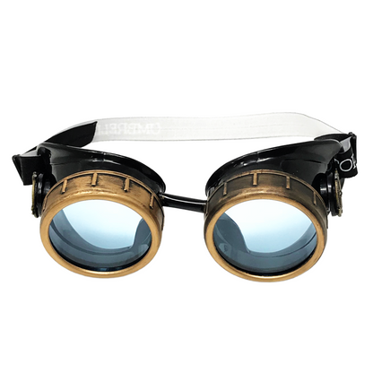 Mad Scientist - Aviator Steampunk Goggles - sky blue, pink, orange, lime green lenses