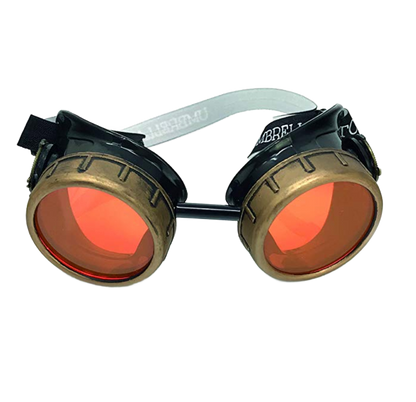 Mad Scientist - Aviator Steampunk Goggles - sky blue, pink, orange, lime green lenses