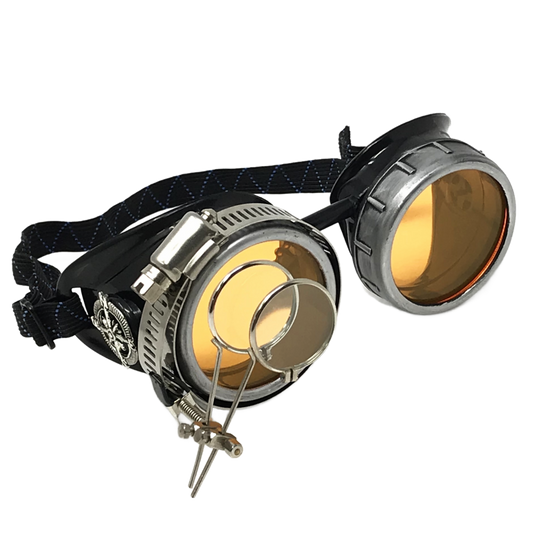 Mad Scientist - Steampunk Goggles Gold with loupes - pink, lime green, light blue, orange