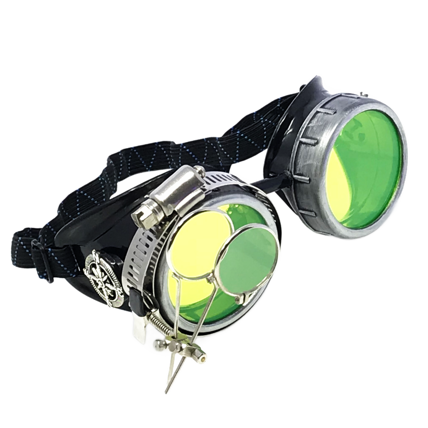 Mad Scientist - Steampunk Goggles Gold with loupes - pink, lime green, light blue, orange