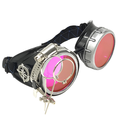 Mad Scientist - Steampunk Goggles Gold with loupes - pink, lime green, light blue, orange