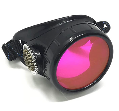 Mad Scientist - Steampunk Monocle Goggles – Pirate Eyepatch - lime green, orange, pink lenses