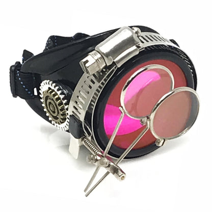 Mad Scientist - Steampunk Monocle with Magnifying Loupe – Victorian Eyepatch - neon pink, orange, green lenses