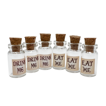 Alice in Wonderland Drink Me Bottles DIY Kit 6pcs Mini Glass Potion Charms Craft Set