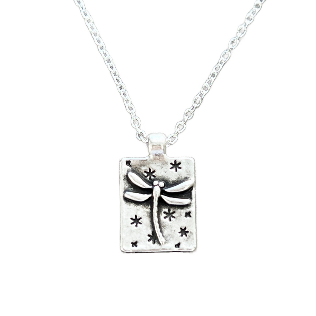 Tiny Dragonfly Pendant Necklace Minimalist Nature Jewelry Gift Silver
